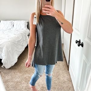 NWT Eileen Fisher Lightweight Tencel Stretch Jersey Ash Gray Tank Top Medium